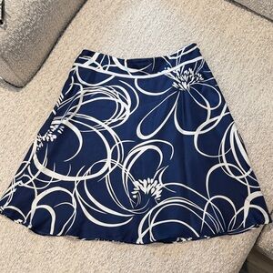 Ann Taylor Navy and White A-Line Skirt